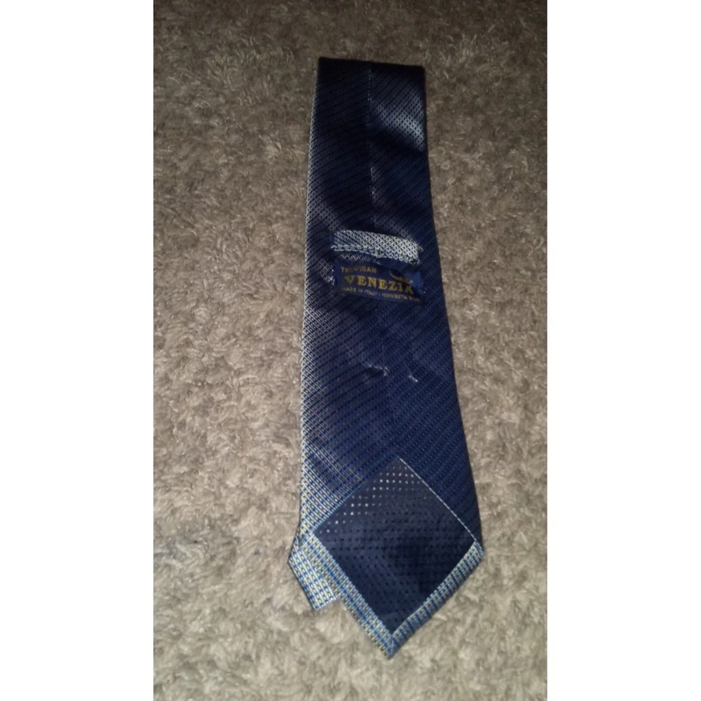 Mens Trevisan Venezia Necktie Color Blue Orange Silk Preppy Designer